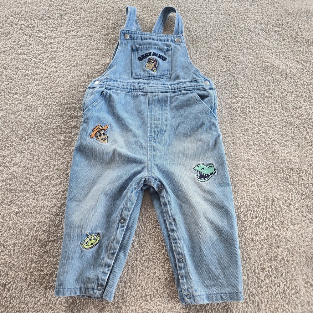 Disney Baby Toy Story "Best Buds" Denim Overalls Size 24 Months Embroidered